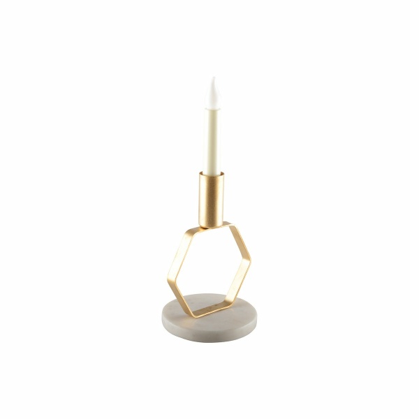 Mat ecoto gouden kandelaar marmersteun h.17 cm