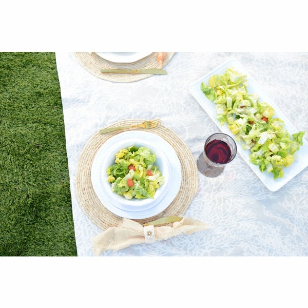 Witte melamine holle plaat bord touw 20x20x5.5 cm