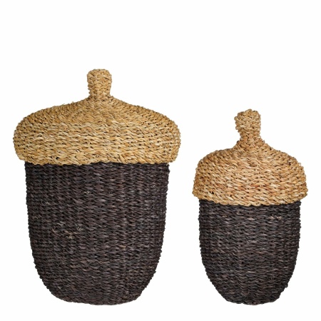 Opbergmand - Set van 2 - H45 x Ø30 cm - Zeegras - Donkerbruin