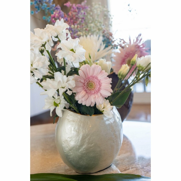 Vase ovale blanc 15x10x12.5 cm