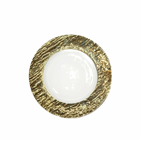 Witte en gouden dessertplaat 22 cm