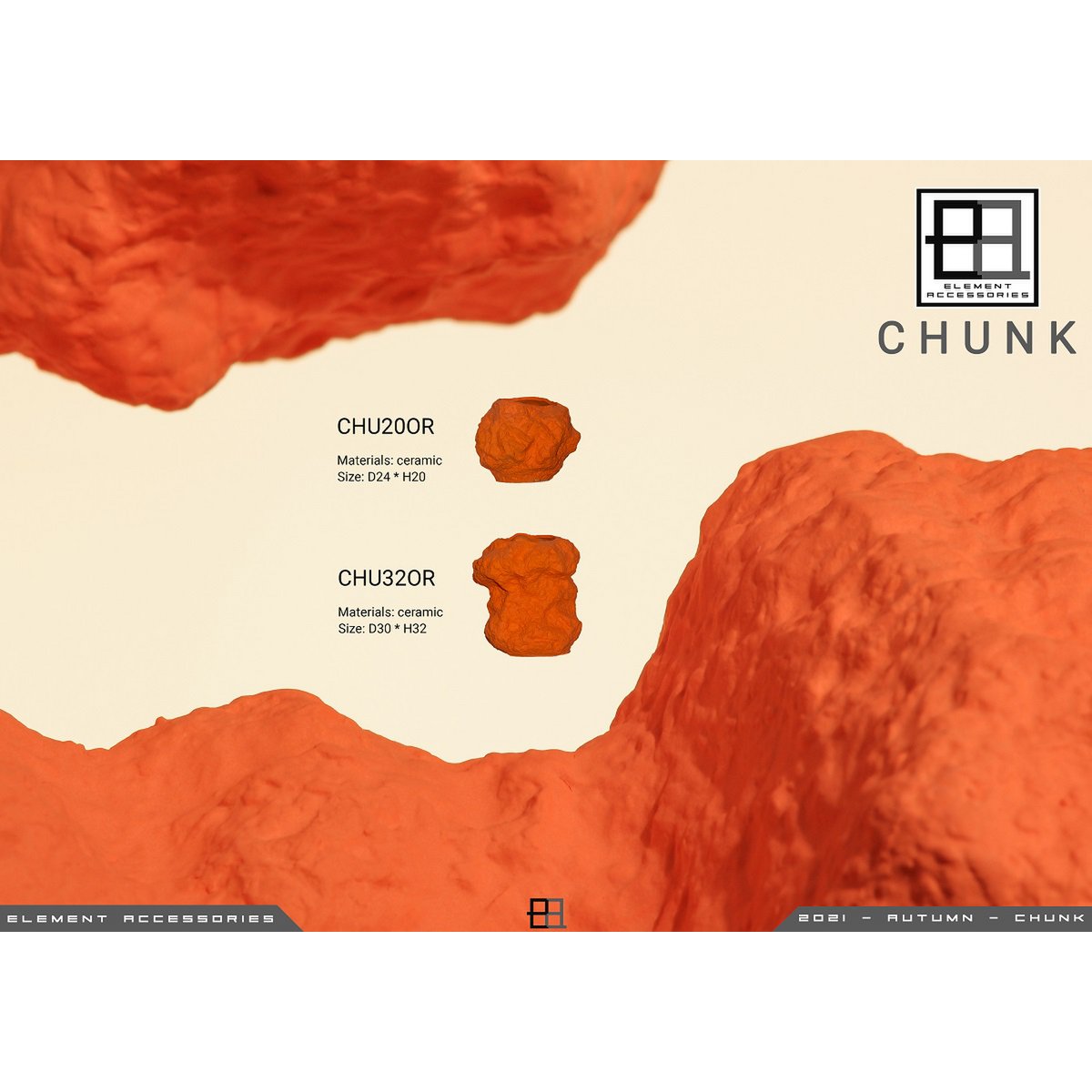 Keramiek vaas met rock look, in trendy oranje CHU20OR