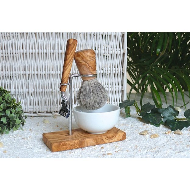 Scheerkwasthouder KLASSIK incl. Scheerkwast & nat scheermes