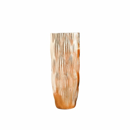 Gouden vaas gestreept in polyresine 33,5x33.5x70cm