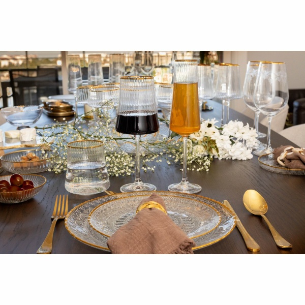 Champagne fluiten vergulde rand 210 ml - veel 6