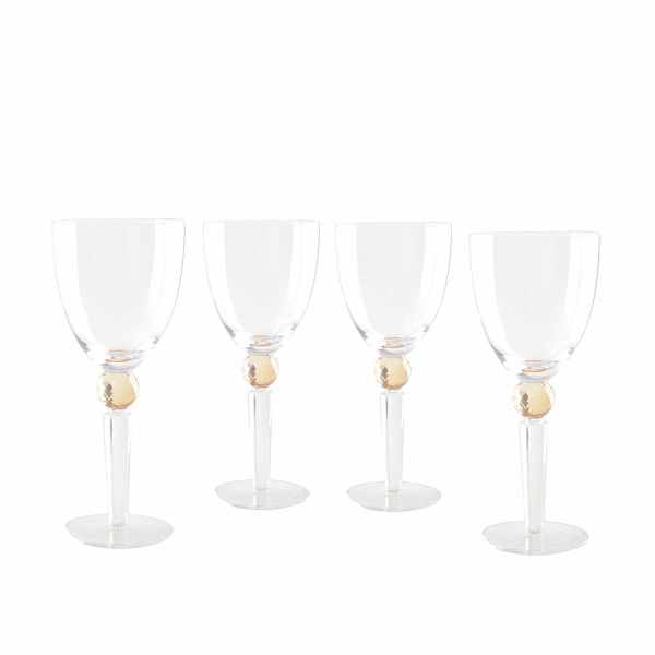 Wijnglazen met gele diamantvoet - veel van 4