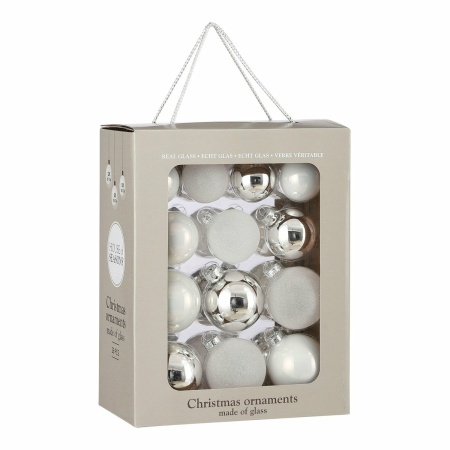 Kerstballen Set - 26 Stuks - Ø7 cm - Glas - Wit