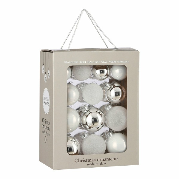 Kerstballen Set - 26 Stuks - Ø7 cm - Glas - Wit