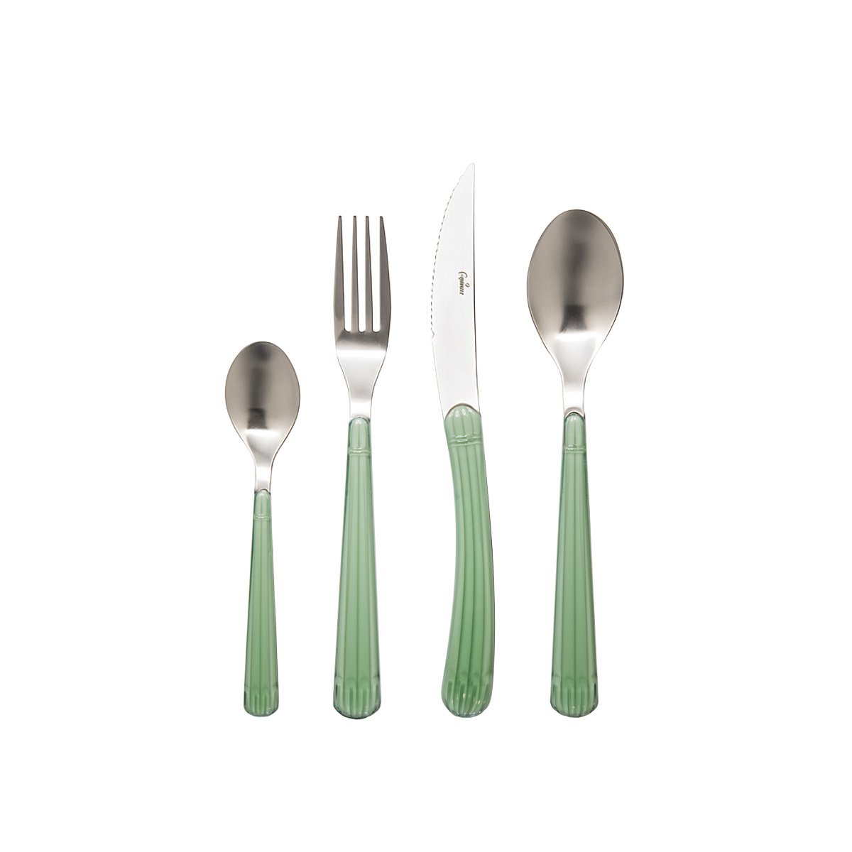 Huishouden 24 stuks in zilver met groen handvat