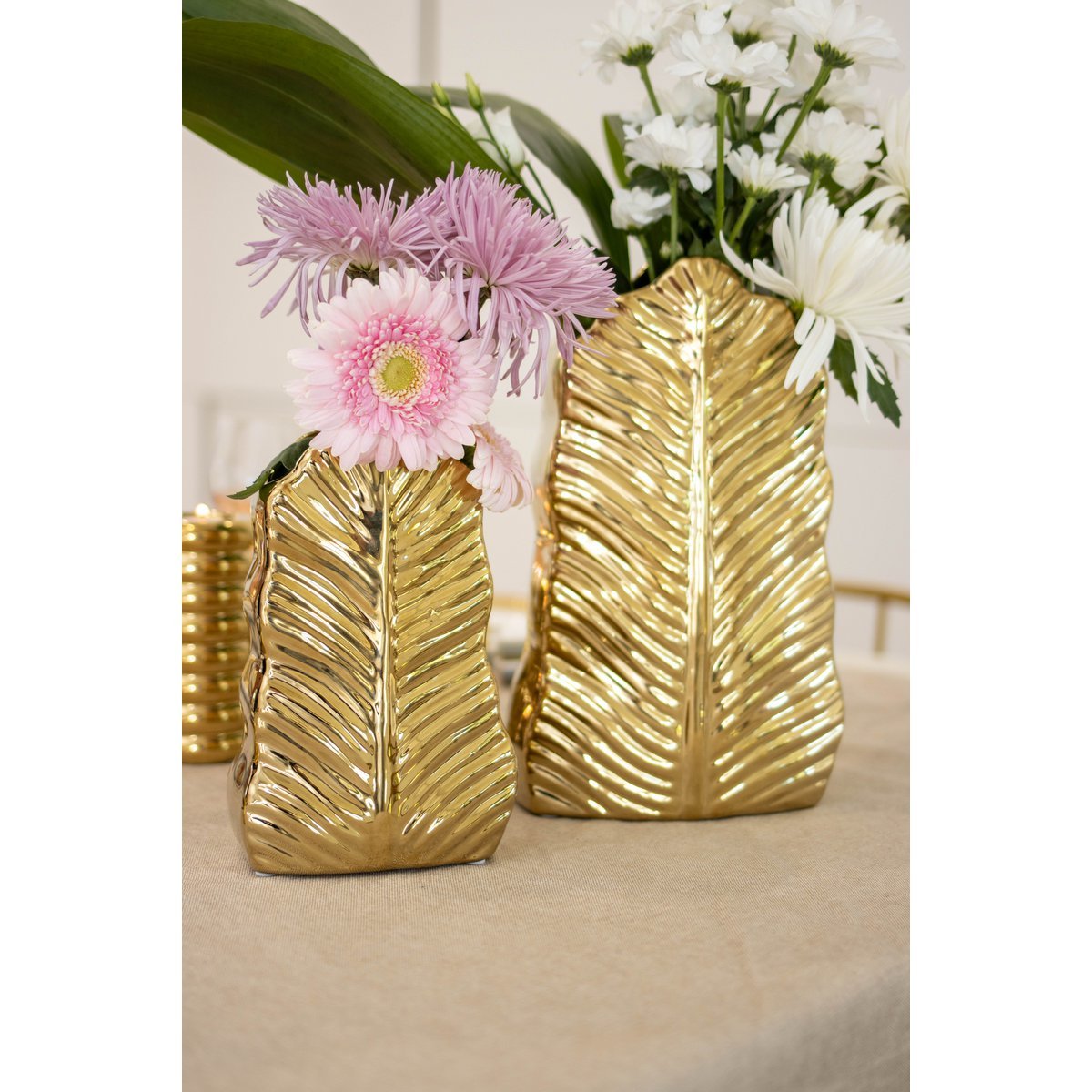Vaas Gilded keramisch blad 17,8x10x28,5 cm