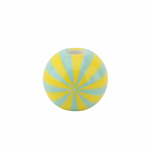 Kandelaar - Swirl- Dolomite - Geel/Mint- 10x10x10cm