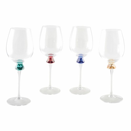 Wijnglazen met diamantvoet 4 kleuren - veel van 4