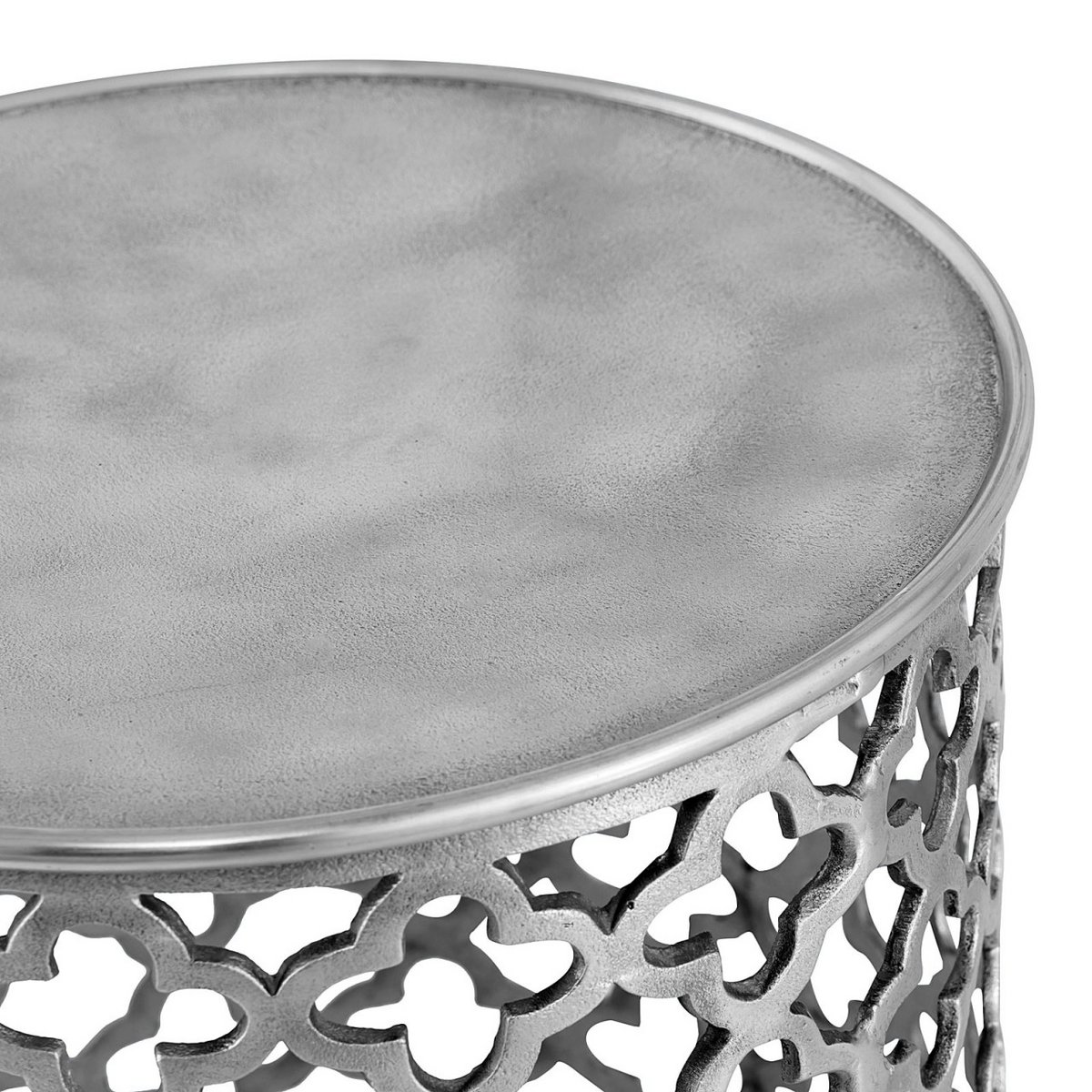 Decoratieve tafel metalen bijzettafel ø 40 x 45 cm rond Cairo zilver of goud aluminium oriental