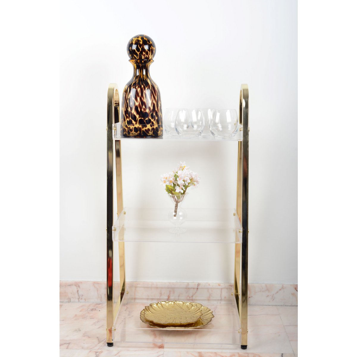 Golden Leaf Glass Cup Small Model 19x21x2cm