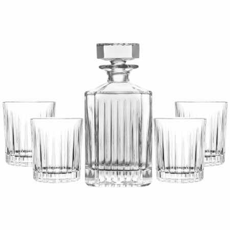 Glazen whisky set met karaf 850 ml en 4 glazen 300 ml