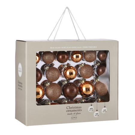 Kerstballen Set - 42 Stuks - Ø7 cm - Glas - Bruin