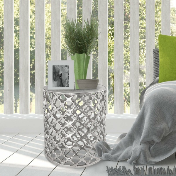 Decoratieve tafel metalen bijzettafel ø 40 x 45 cm rond Cairo zilver of goud aluminium oriental