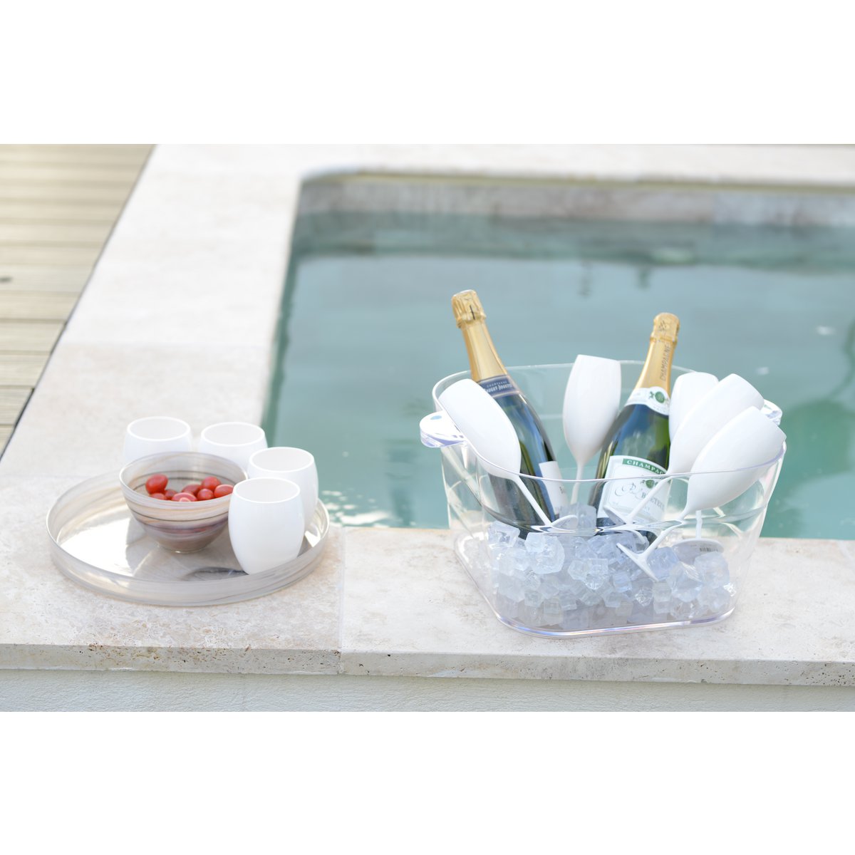 Witte champagne fluiten in 210 ml acryl - veel 6