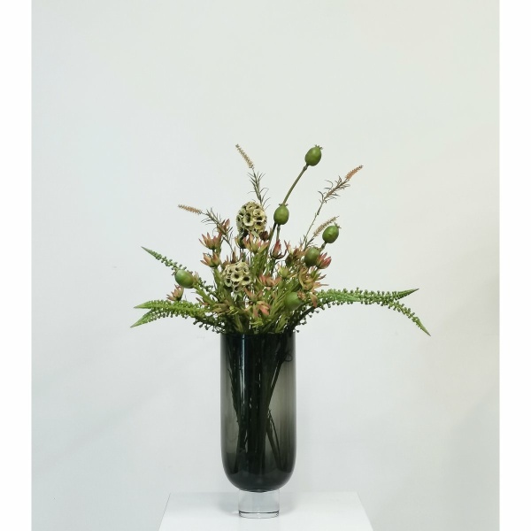 Moderne Luxe koffer van 9MM dik glas, donkergrijs, Sober design, OMAHA 28GR