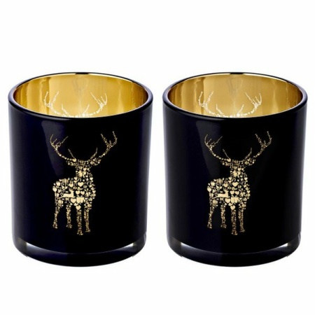 Set van 2 theelichtjes Fancy zwart H 8 cm