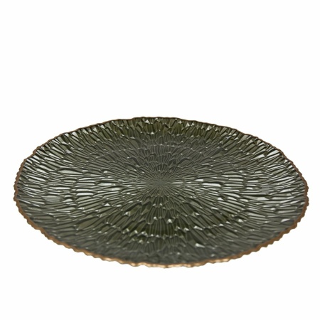 Groene serviceplaat met 33 cm vergulde rand