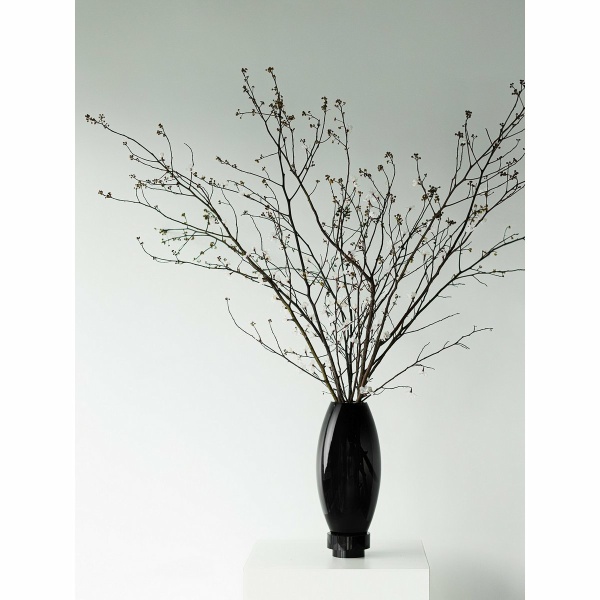 Moderne vaas, innovatief design, zwart high end glas. RUD30
