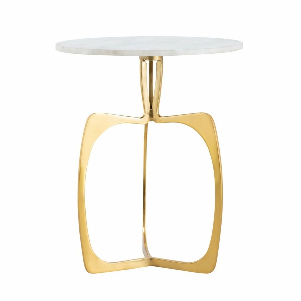Bijzettafel metaal rond ø 45 x 56 cm siertafel marmer Sohoo frame zilver of goud