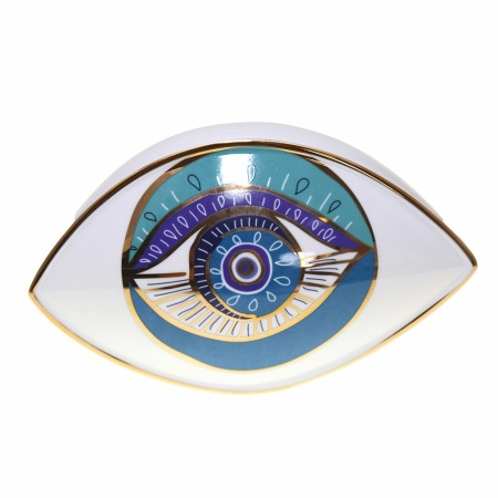 Turquoise decoratief oog 20x12x13.5 cm