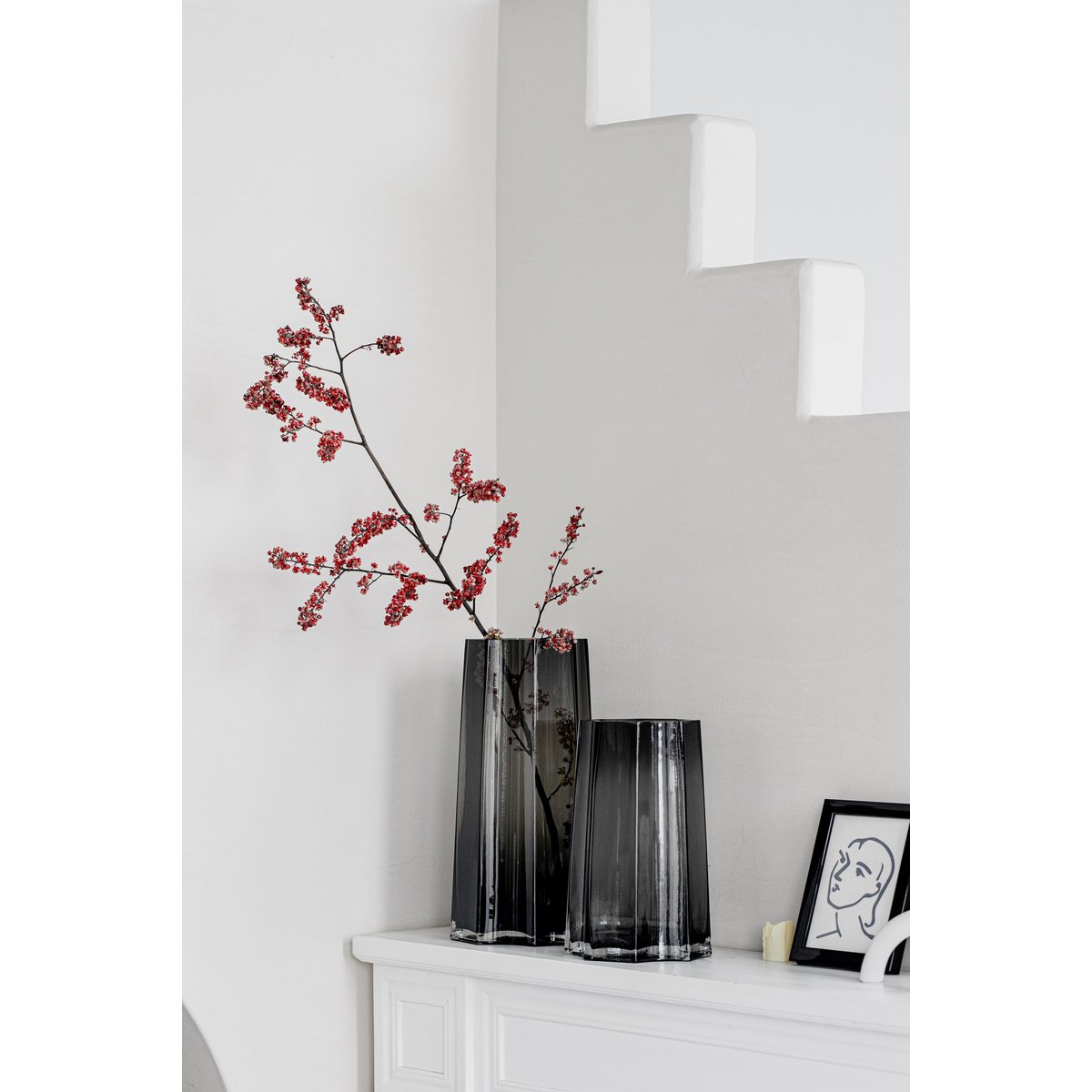 Modern-Klassiek Luxe hoge vaas, stijlvol Belgisch design, LENOX 40 Grijs