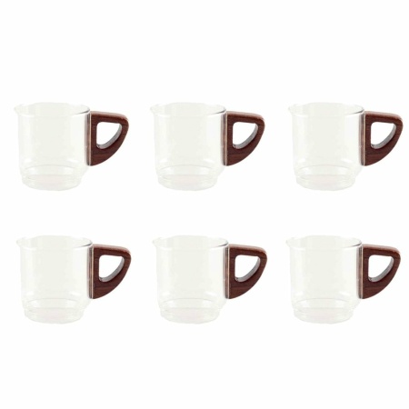 Glazen koffiekopjes met houten handvat 5,5x5.5x8,3 cm - veel 6