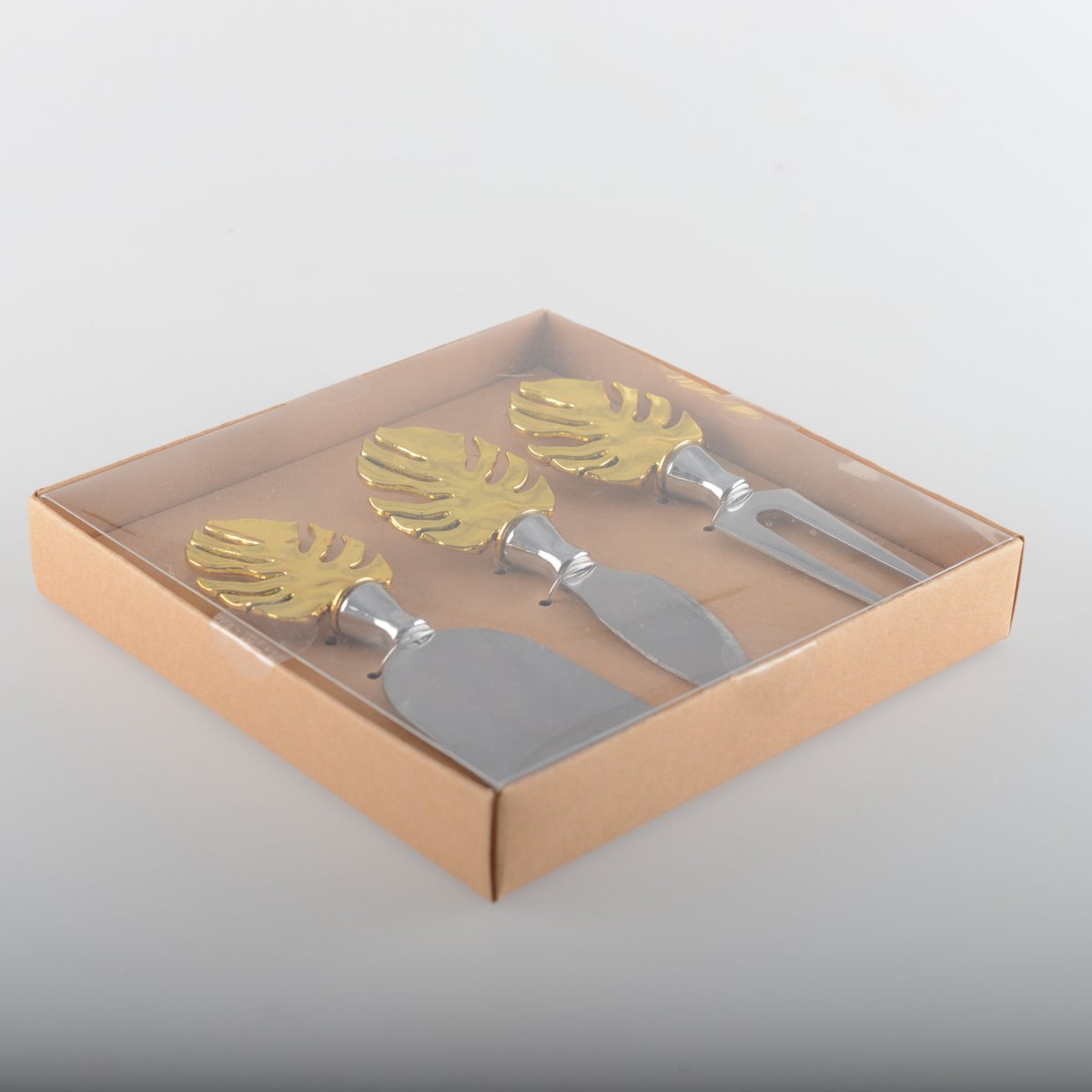 Set van 3 stuks met gouden palmbladkaas