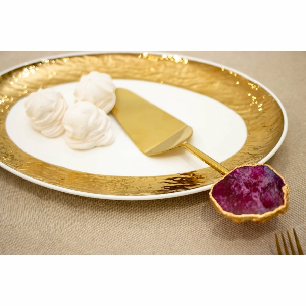 Wit en gouden ovaal gerecht 36,5 cm