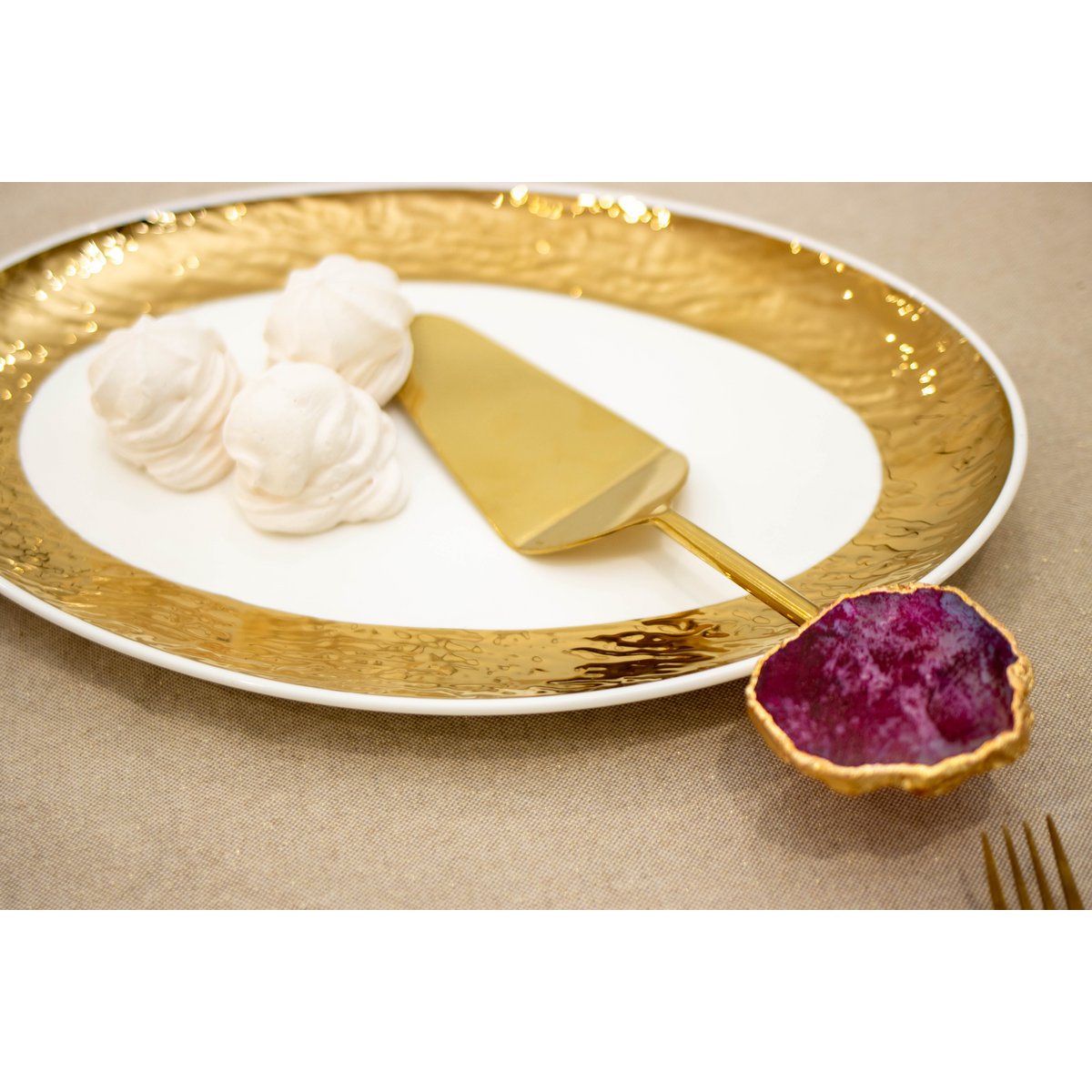 Wit en gouden ovaal gerecht 36,5 cm