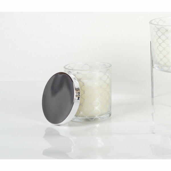Silver Musk -kaars met dekking 7,8x8,2 cm