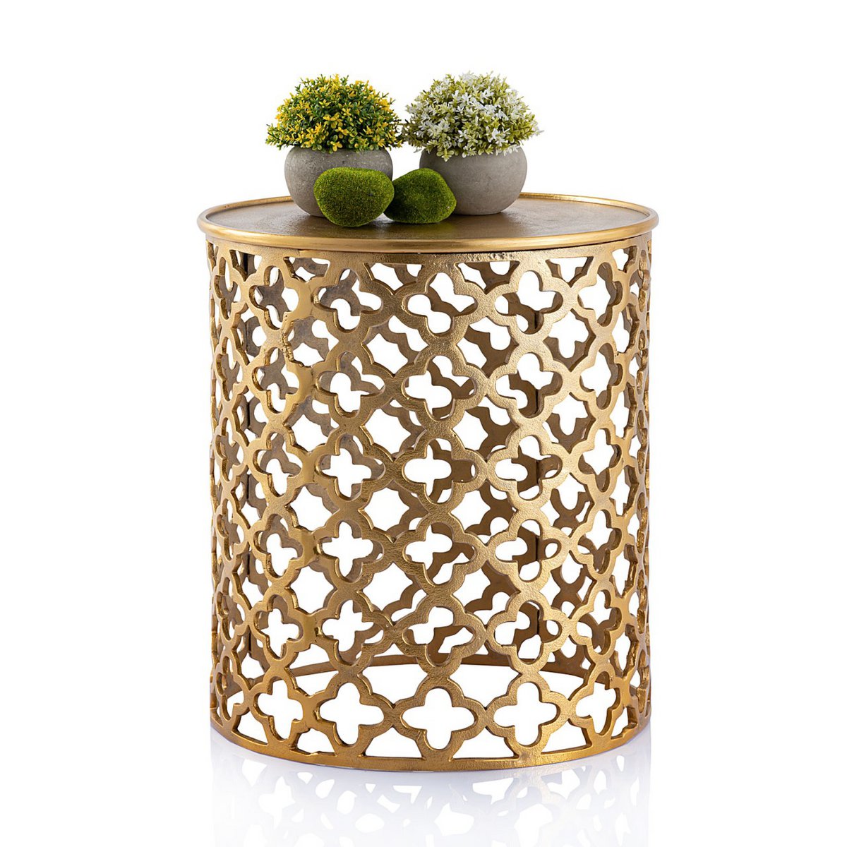 Decoratieve tafel metalen bijzettafel ø 40 x 45 cm rond Cairo zilver of goud aluminium oriental