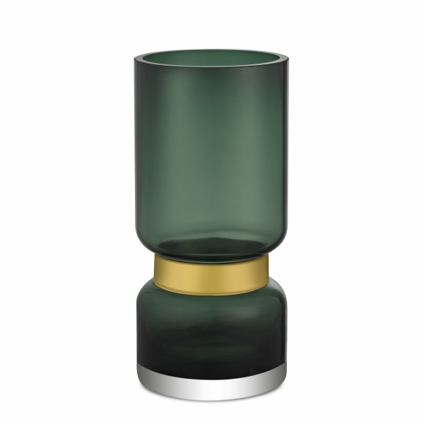Retro futuristische, luxe grote groene glazen vaas met goud TRI 36 GE