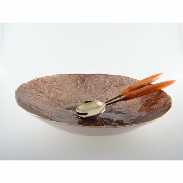 Bestek met goud en oranje salade 29 cm