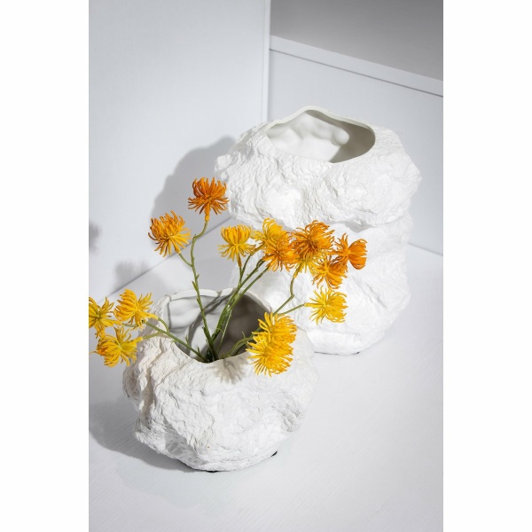 Keramische vaas m. look van rock, trendy natuurlijk design.CHU20WH