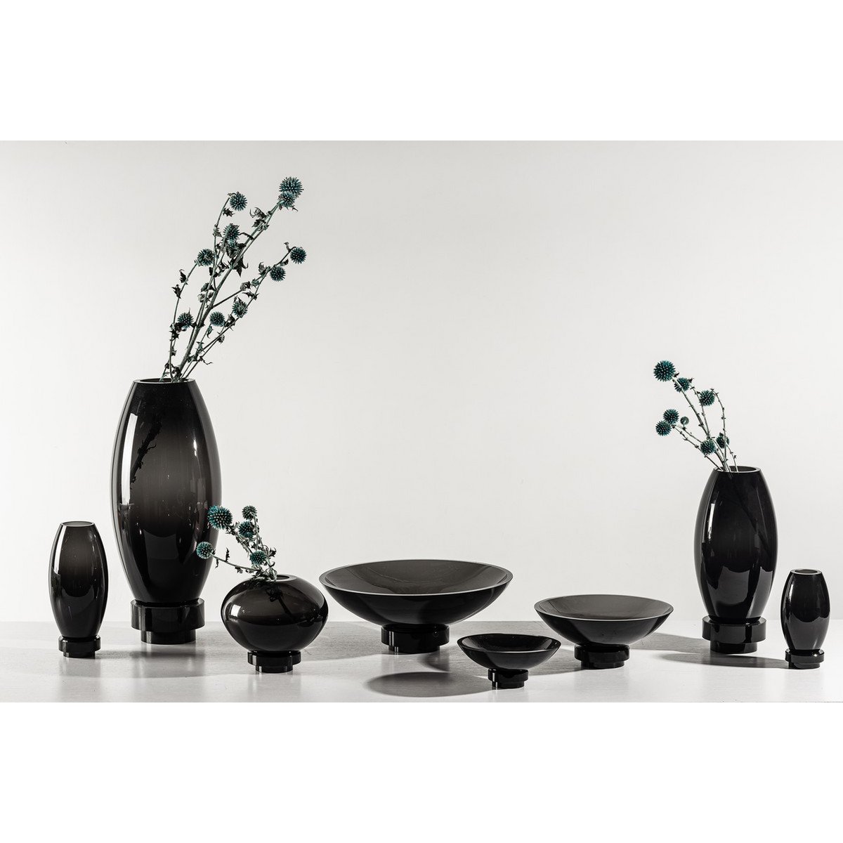 Vaas bolvorm innovatief design, zwart glas, RUD00_Luxury Edition