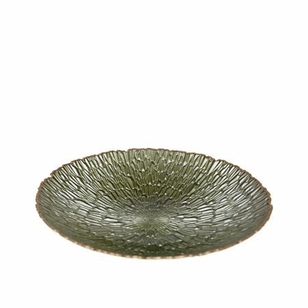 Groene kom met gouden rand 32,5 cm