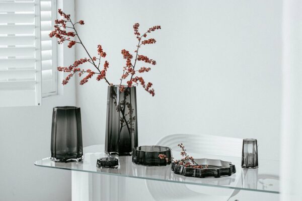 Modern-Klassiek Luxe hoge vaas, stijlvol Belgisch design, LENOX 40 Grijs
