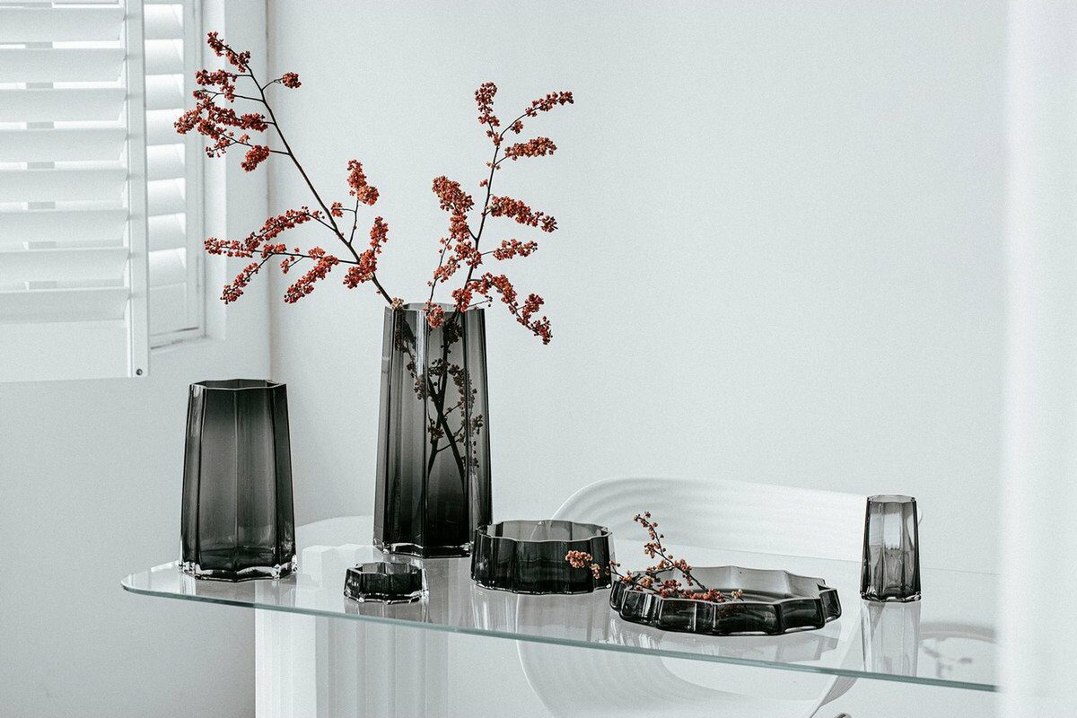Modern-Klassiek Luxe hoge vaas, stijlvol Belgisch design, LENOX 40 Grijs