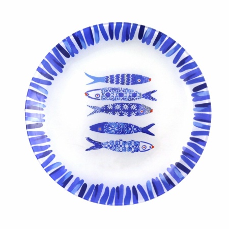 Blue Fish Dessert Plate 20x20x1.3cm - veel 6