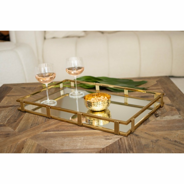 Gouden rechthoekige spiegellade 56x36x5cm