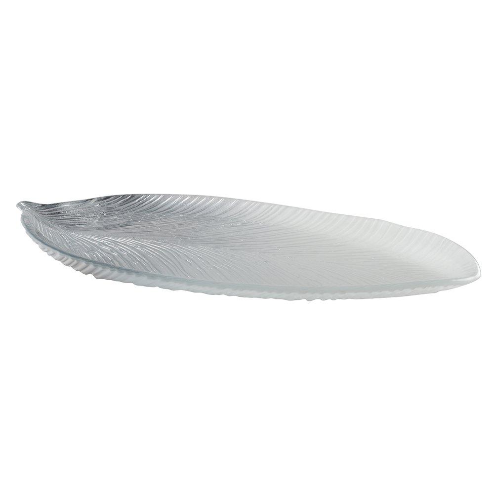 Zilver afgebroken blad groot model 43x20x3,2 cm
