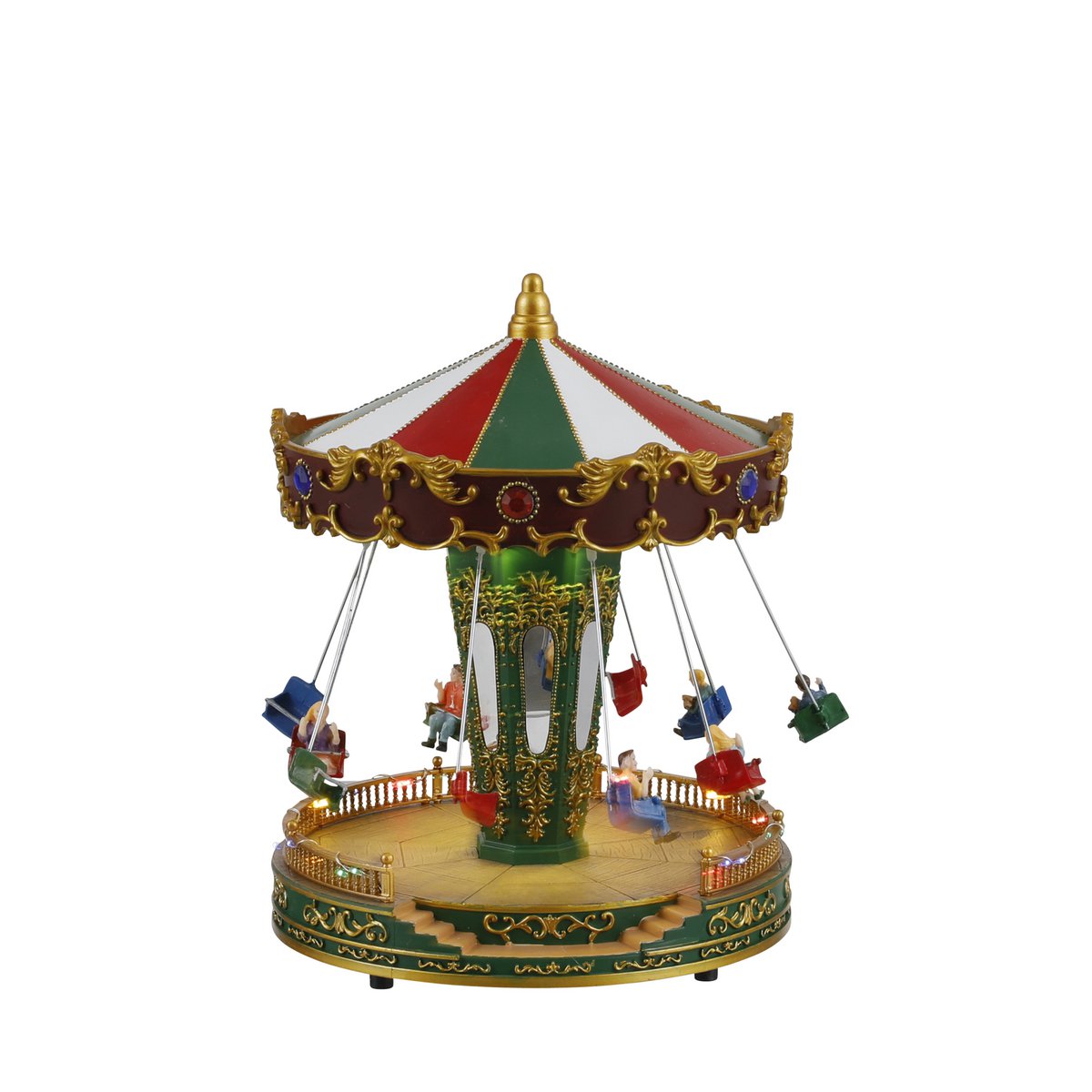 LuVille Kerstdorp Miniatuur Kermisattractie Zweefmolen - H27 x Ø21 cm