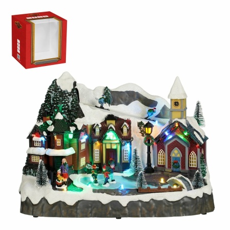 LuVille Kerstdorp Miniatuur Dorpsplein - L34 x B18 x H24 cm