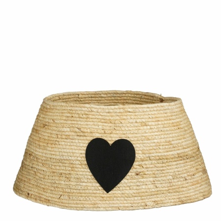 Kerstboomrok met Hart - L50 x B50 x H26 cm - Maïsblad - Crème, Zwart