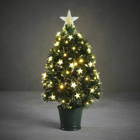 Mercury Kunstkerstboom met Fibre Optic Verlichting - H60 x Ø30 cm - Groen