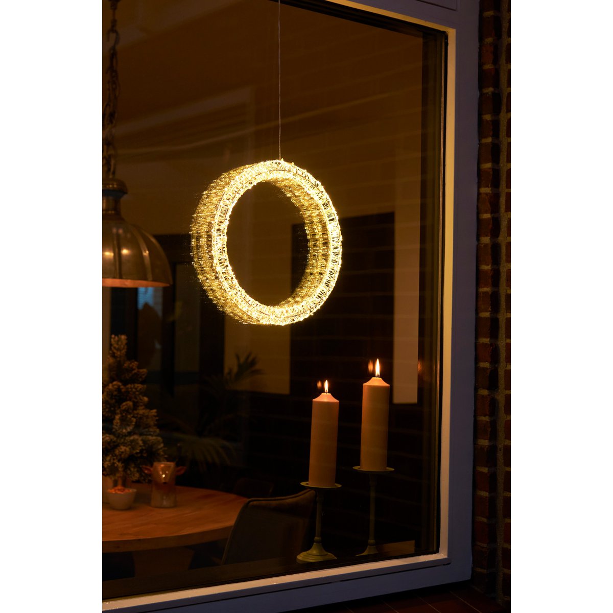 Kerstverlichting Cirkel met Warm Witte LED Lampjes - Ø36 cm - Metaal - Wit